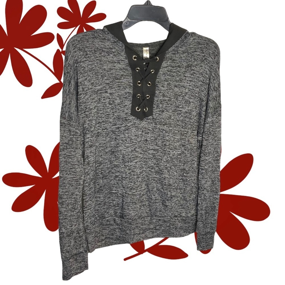 PerSeption Concept Gray w Black Marble Hoodie Shirt Wm M